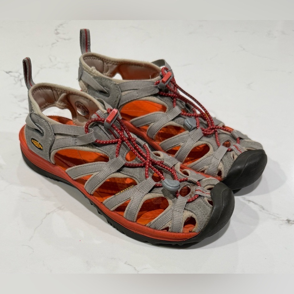Keen Whisper Sandals Orange Waterproof Outdoor Hiking Womens Size 10.5